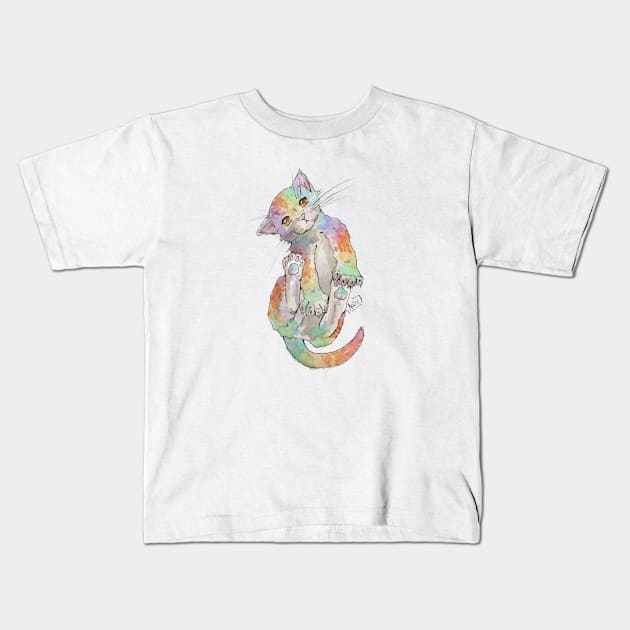 Rainbow Kitten Kids T-Shirt by Aqutalion
